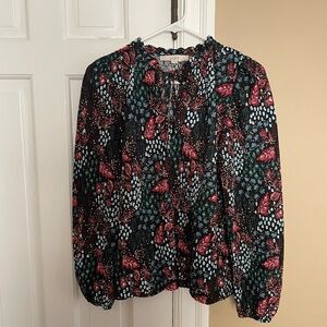 Floral Black and Red Women's Top
